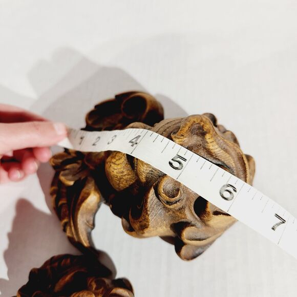 Syroco Wood Angel Cherub Wall Hanging 6in 3.5in Lot of 2 MCM Vtg Detailed Brown - Picture 7 of 8